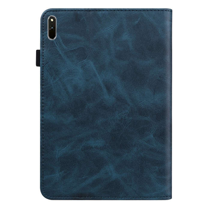 For Huawei MatePad 11 (2021) Solid Color Embossed Striped Leather Case(Blue)