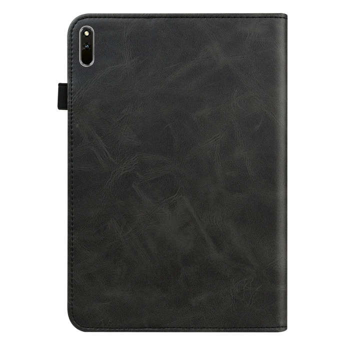 For Huawei MatePad 11 (2021) Solid Color Embossed Striped Leather Case(Black)