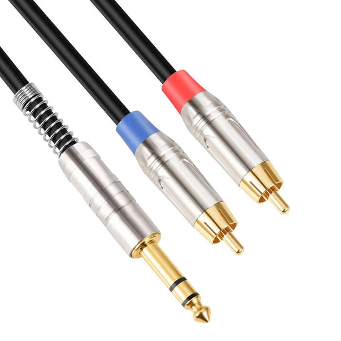 6.35mm Male to Dual RCA Male Audio Cable, Cable Length:3m