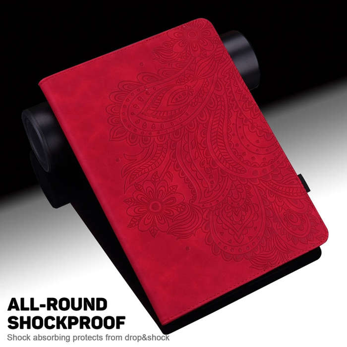 For Huawei Matepad 11 2021 Peacock Embossed Pattern TPU + PU Leather Tablet Case(Red)