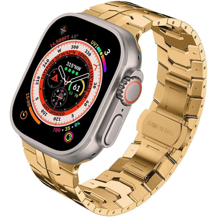 Steel Watch Band For Apple Watch Series 9&8&7 41mm / SE 3&SE 2&6&SE&5&4 40mm / 3&2&1 38mm(Rose Gold)