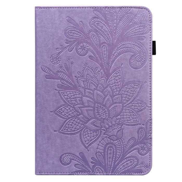 Lace Flower Embossing Pattern Leather Tablet Case For Huawei MatePad Pro 10.8 2021 / 2019(Purple)