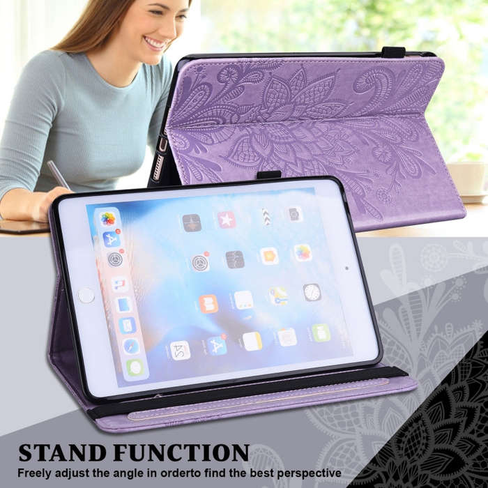 Lace Flower Embossing Pattern Leather Tablet Case For Huawei MatePad Pro 10.8 2021 / 2019(Purple)