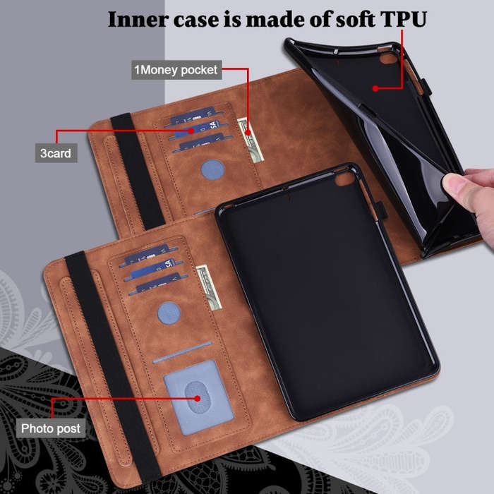 Lace Flower Embossing Pattern Leather Tablet Case For Huawei MatePad Pro 10.8 2021 / 2019(Brown)