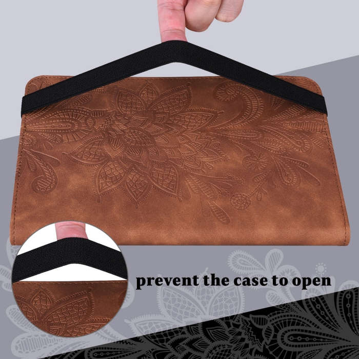 Lace Flower Embossing Pattern Leather Tablet Case For Huawei MatePad Pro 10.8 2021 / 2019(Brown)