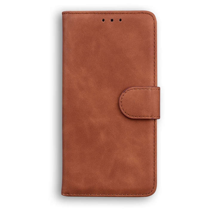 For Tecno Camon 16 Skin Feel Pure Color Flip Leather Phone Case(Brown)