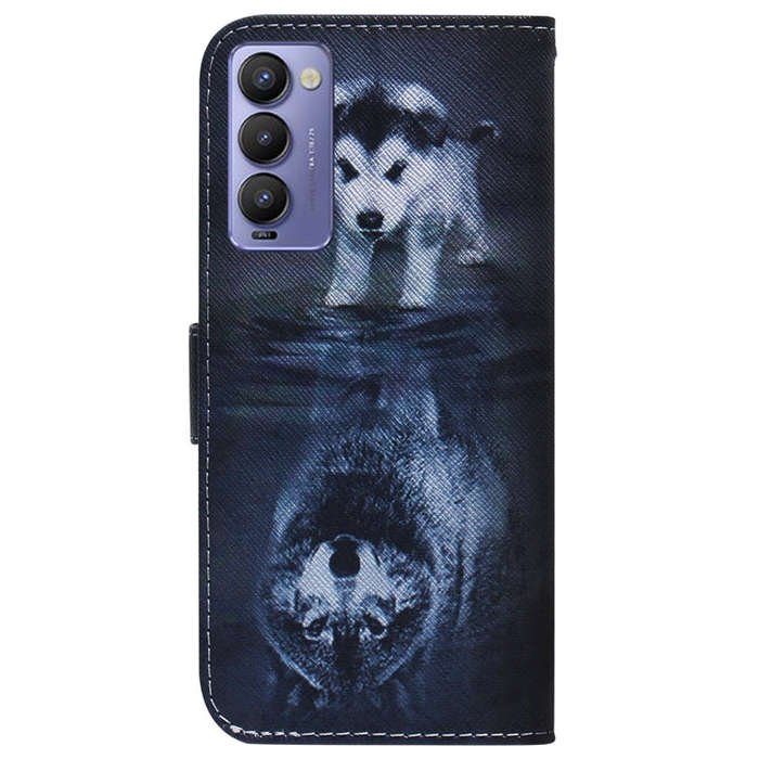 For Tecno Camon 18 / 18P Coloured Drawing Leather Phone Case(Wolf and Dog)