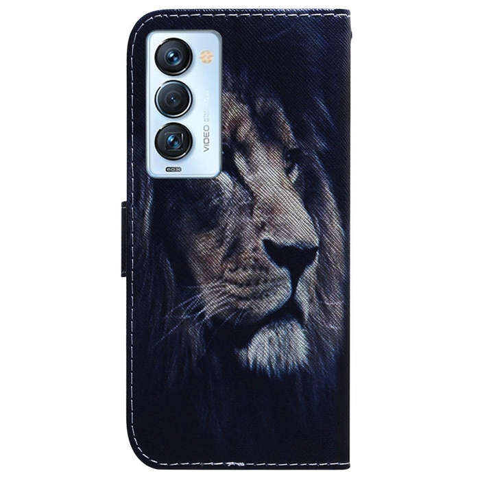 For Tecno Camon 18 Premier Coloured Drawing Leather Phone Case(Lion)