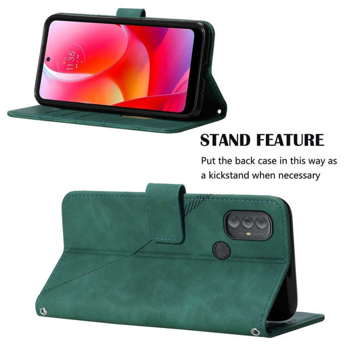 For Motorola Moto G Power 2022 Crossbody 3D Embossed Flip Leather Phone Case(Dark Green)