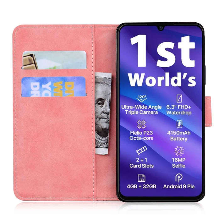 For UMIDIGI A5 Pro Skin Feel Pure Color Flip Leather Phone Case(Pink)