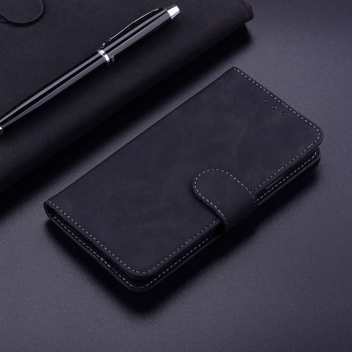 For UMIDIGI A7 Pro Skin Feel Pure Color Flip Leather Phone Case(Black)