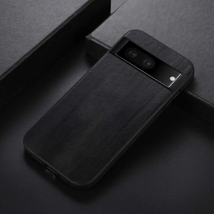 For Google Pixel 7 5G Yellow Cow Texture PU Phone Case(Black)