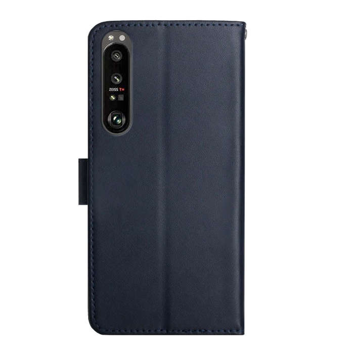 For Sony Xperia 1 IV Genuine Leather Fingerprint-proof Flip Phone Case(Blue)
