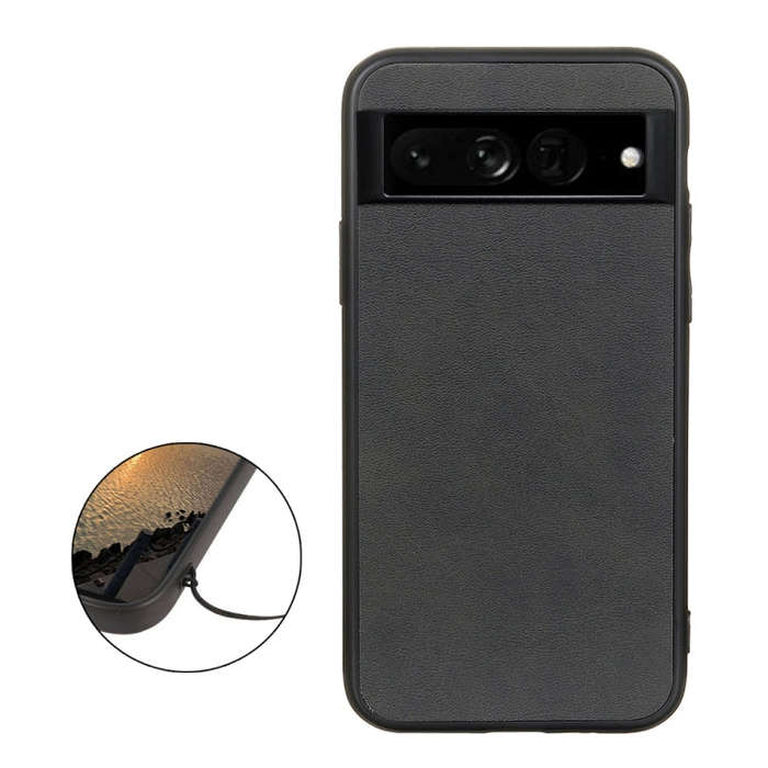 For Google Pixel 7 Pro Accurate Hole Two-color Calf Texture PU Phone Case(Black)