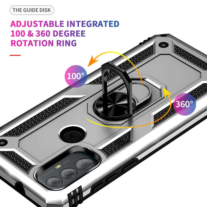 For Motorola Moto G Power (2022) Shockproof TPU + PC Phone Case with Holder(Silver)