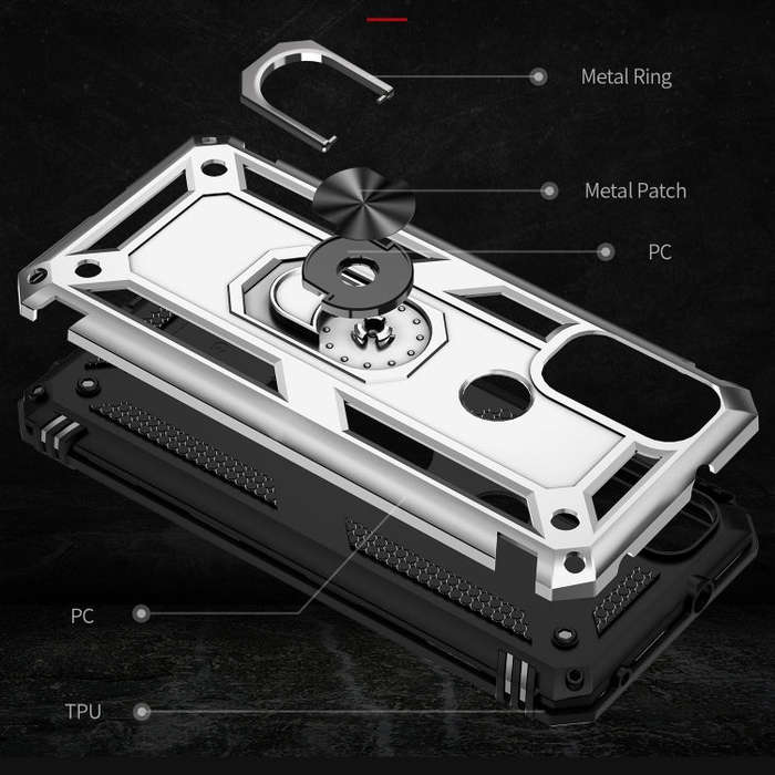 For Motorola Moto G Power (2022) Shockproof TPU + PC Phone Case with Holder(Silver)