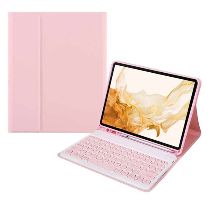 For Xiaomi Pad 6S Pro 12.4 2024 +X3 Candy Color Round Keys Bluetooth Keyboard Leather Case(Light ...