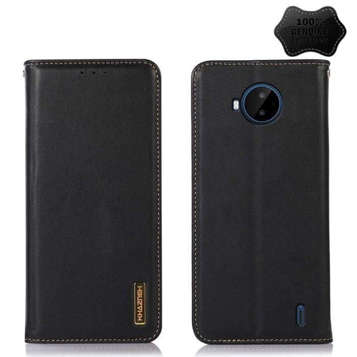 For Nokia C20 Plus KHAZNEH Nappa Top Layer Cowhide Leather Phone Case(Black)