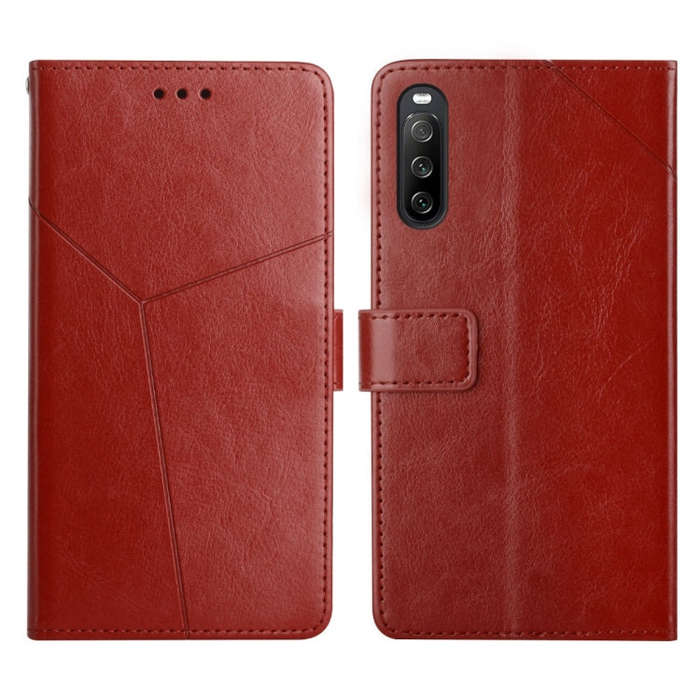 For Sony Xperia 10 Y Stitching Horizontal Flip Leather Phone Case(Brown)
