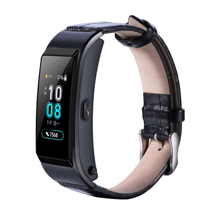 For Huawei B5 Bamboo Leather Watch Band(Black)