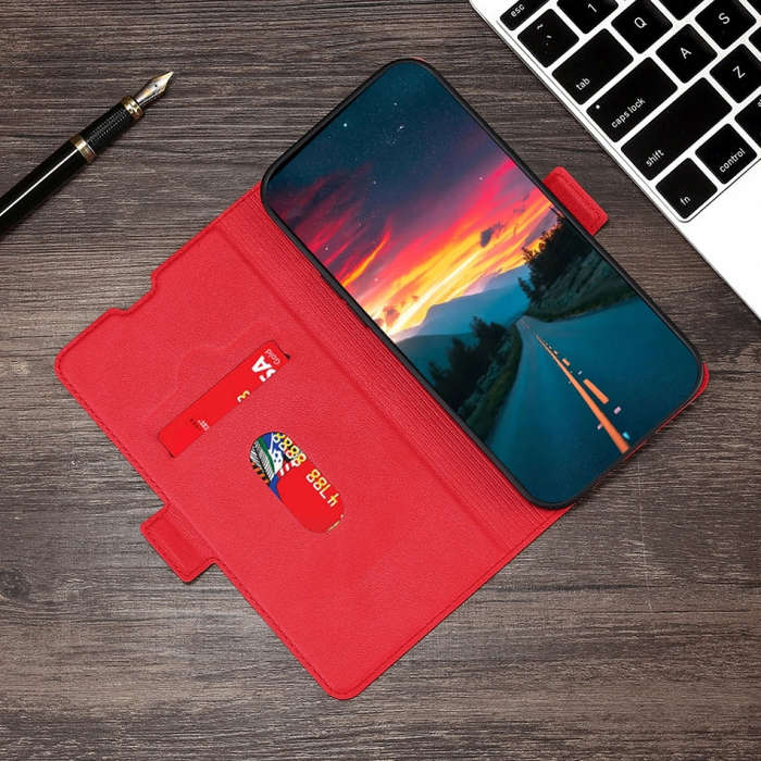 For TCL 30 V 5G T781S Ultra-thin Voltage Side Buckle PU + TPU Leather Phone Case(Red)