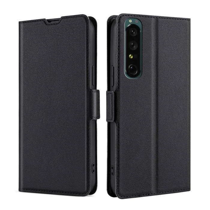 For Sony Xperia 1 IV Ultra-thin Voltage Side Buckle Flip Leather Case(Black)