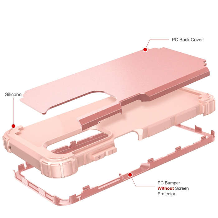 For Motorola Edge 2021 PC + Silicone Phone Case(Rose Gold)