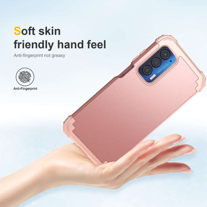For Motorola Edge 2021 PC + Silicone Phone Case(Rose Gold)
