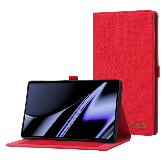 For OPPO Realme Pad mini Horizontal Flip TPU + Fabric PU Leather Tablet Case(Red)
