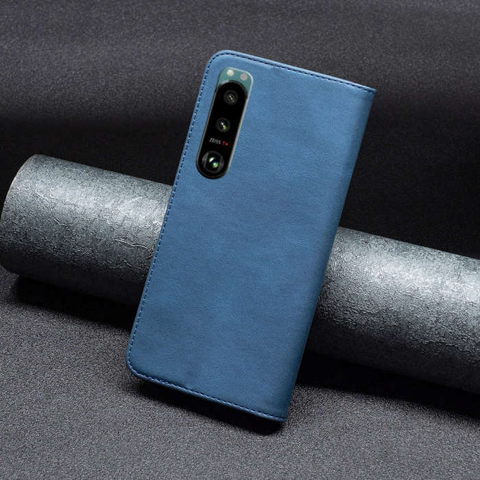 For Sony Xperia 5 III Magnetic RFID Blocking Anti-Theft Leather Phone Case(Blue)