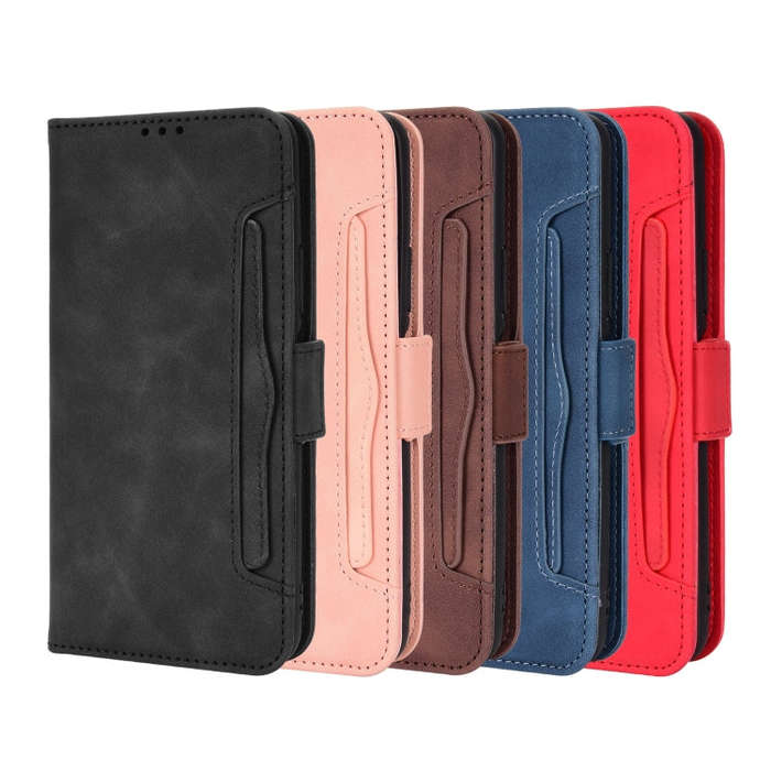 For TCL 30 5G / 30+ Skin Feel Calf Texture Card Slots Leather Phone Case(Black)