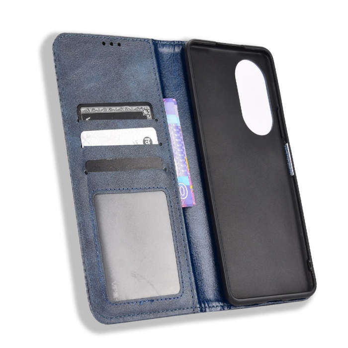 For Honor 50 SE / Huawei nova 9 SE Magnetic Buckle Retro Texture Leather Phone Case(Blue)
