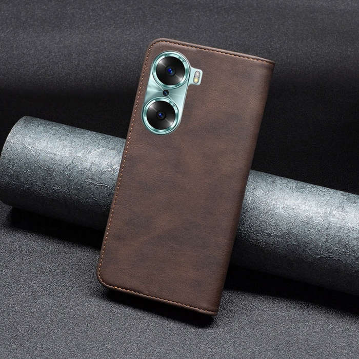 For Honor 60 Magnetic RFID Blocking Anti-Theft Leather Phone Case(Brown)