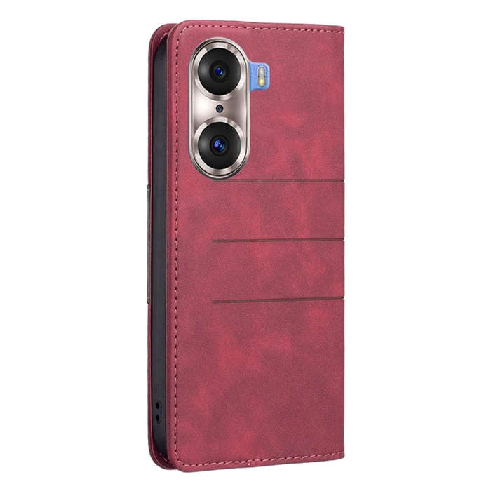For Honor 60 Pro Magnetic Splicing Leather Phone Case(Red)