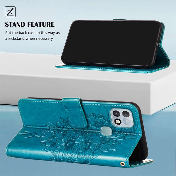 For Infinix Hot 10i / Smart 5 Pro Embossed Butterfly Leather Phone Case(Blue)