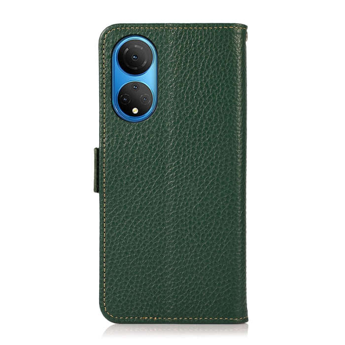 For Honor X7 / Play 30 Plus KHAZNEH Side-Magnetic Litchi Genuine Leather RFID Phone Case(Green)