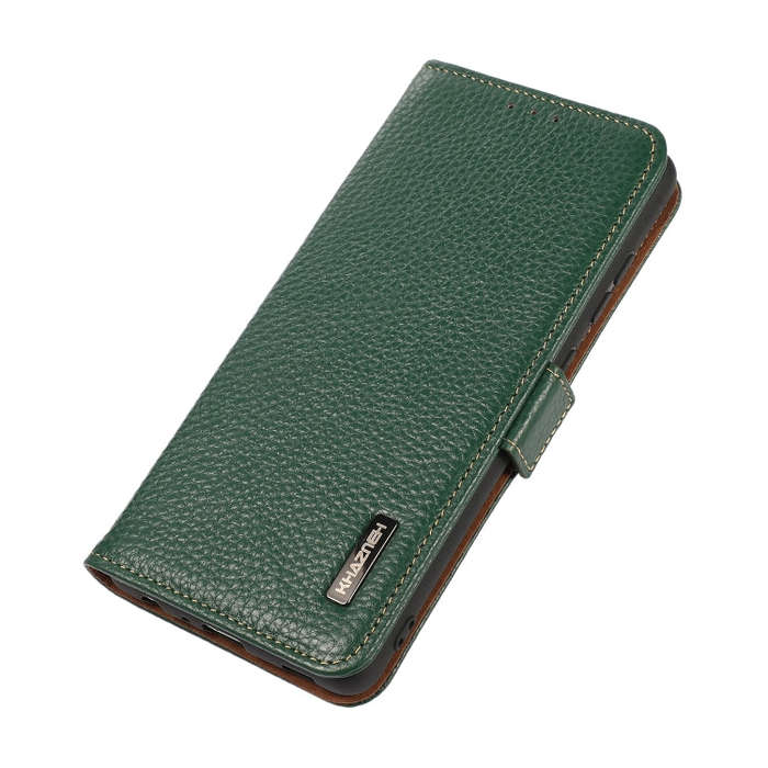 For Honor X7 / Play 30 Plus KHAZNEH Side-Magnetic Litchi Genuine Leather RFID Phone Case(Green)