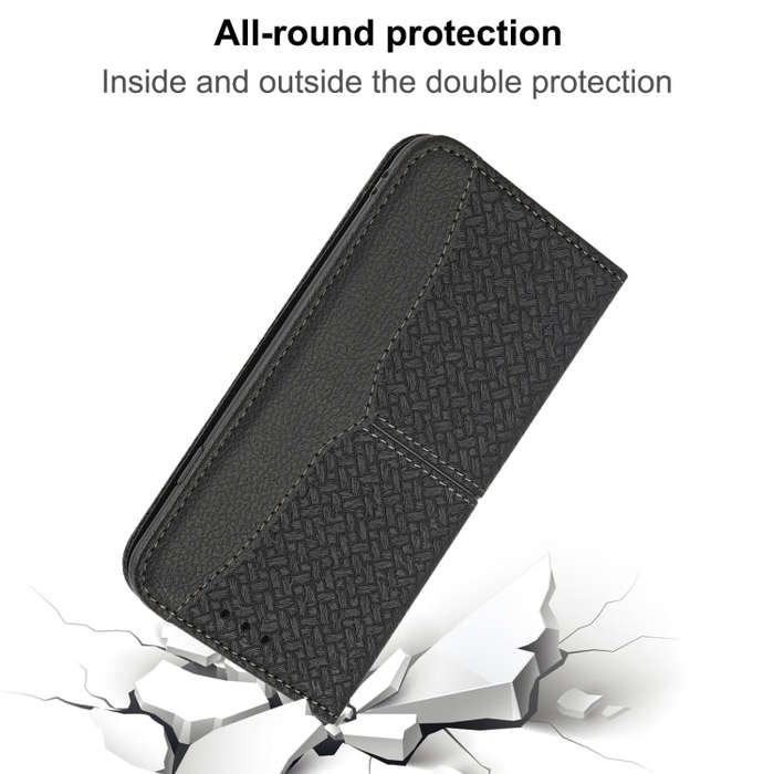 For Sony Xperia 10 IV Woven Texture Stitching Magnetic PU Leather Phone Case(Black)