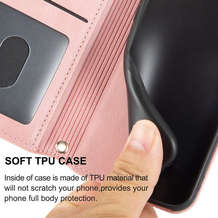 For Google Pixel 7 Pro Embossed Striped Magnetic Buckle Horizontal Flip Phone Leather Case(Pink)
