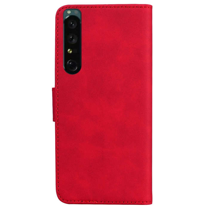 For Sony Xperia 1 IV Skin Feel Pure Color Flip Leather Phone Case(Red)