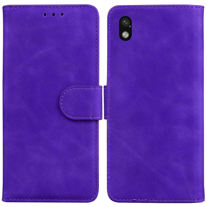 For Sony Xperia Ace III Skin Feel Pure Color Flip Leather Phone Case(Purple)