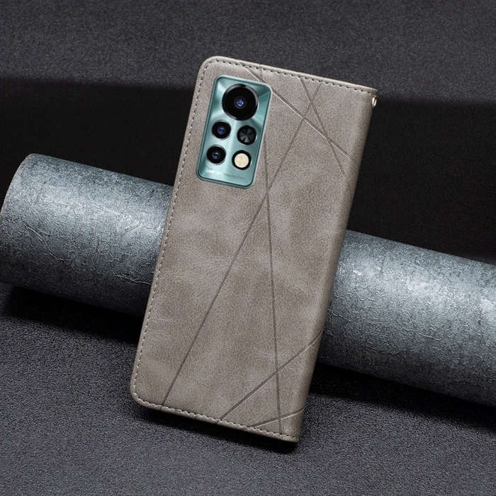 For Infinix Note 11 Pro Rhombus Texture Magnetic Leather Phone Case(Grey)