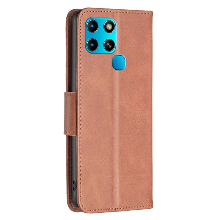 For Infinix Smart 6 Lambskin Texture Pure Color Flip Leather Phone Case(Brown)