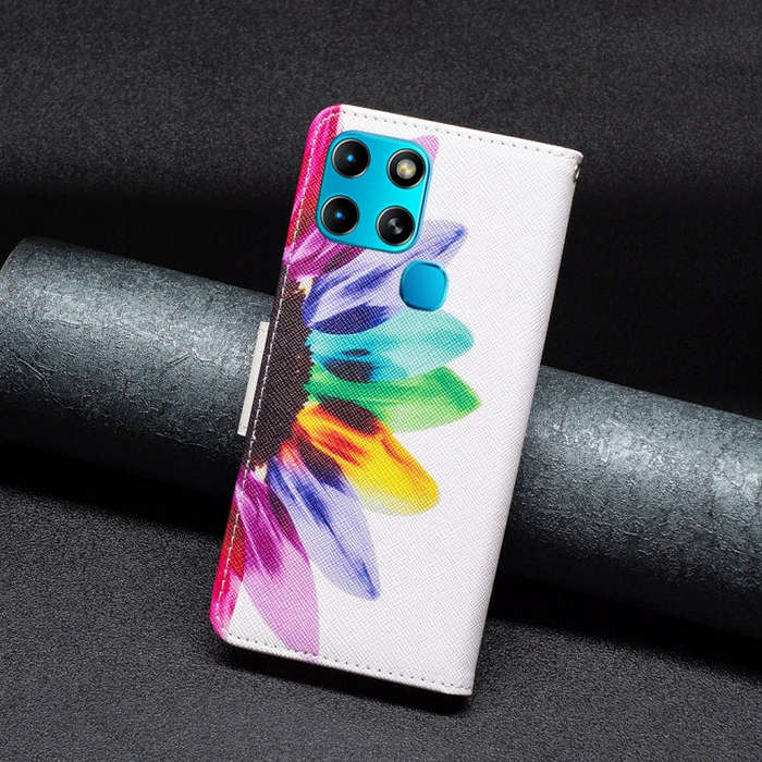 For Infinix Smart 6 Colored Drawing Pattern Leather Phone Case(Sun Flower)