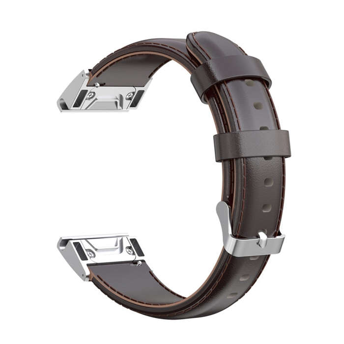 For Garmin Fenix 6 / Fenix 7 Quick Release Oil wax Calfskin Leather Watch Band(Coffee)