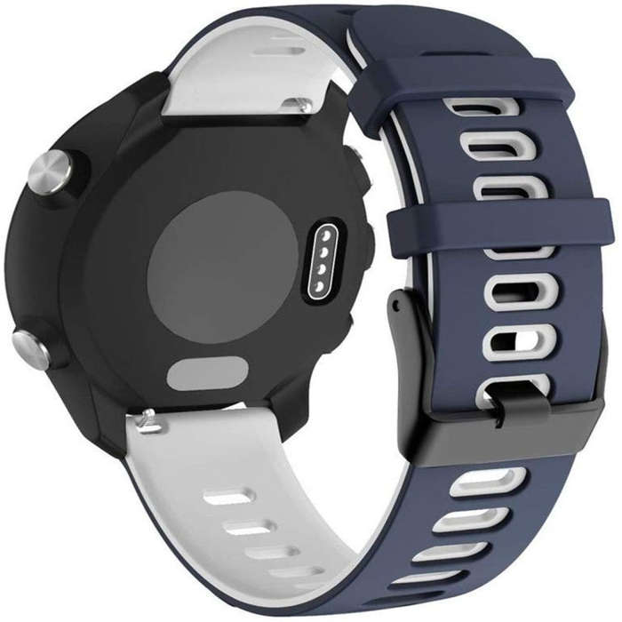 For Garmin Forerunner 245 Two-tone Silicone Watch Band(Blue + White)