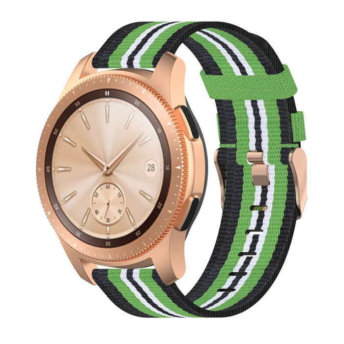 For Galaxy Watch 42mm Nylon Canvas Watch Band(Black Lime)