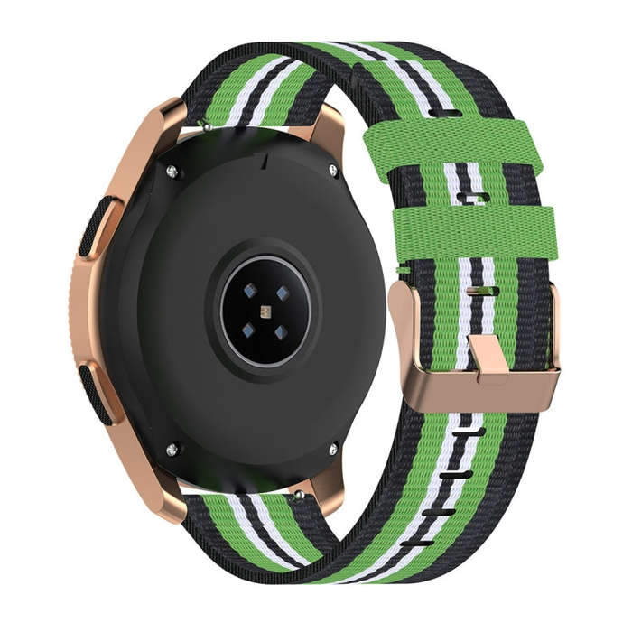 For Galaxy Watch 42mm Nylon Canvas Watch Band(Black Lime)