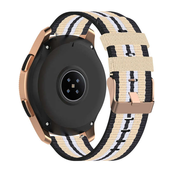 For Galaxy Watch 46mm Nylon Canvas Watch Band(Black Beige)