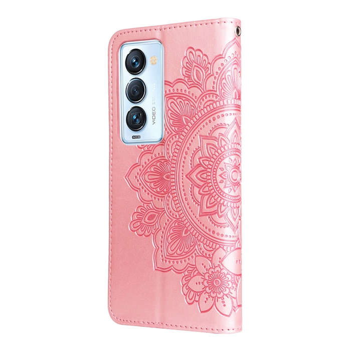 For Tecno Camon 18 Premier 7-petal Flowers Embossed Flip Leather Phone Case(Rose Gold)
